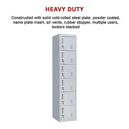 6-Door Locker for Office Gym Shed School Home Storage V63-832681