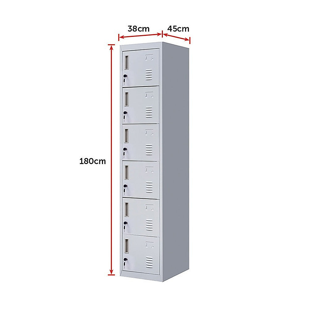 6-Door Locker for Office Gym Shed School Home Storage V63-832681