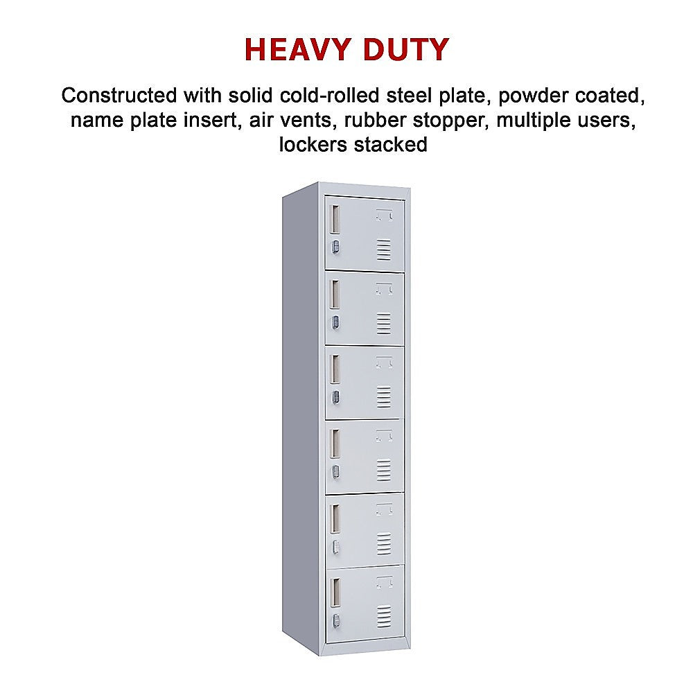 6-Door Locker for Office Gym Shed School Home Storage V63-832691
