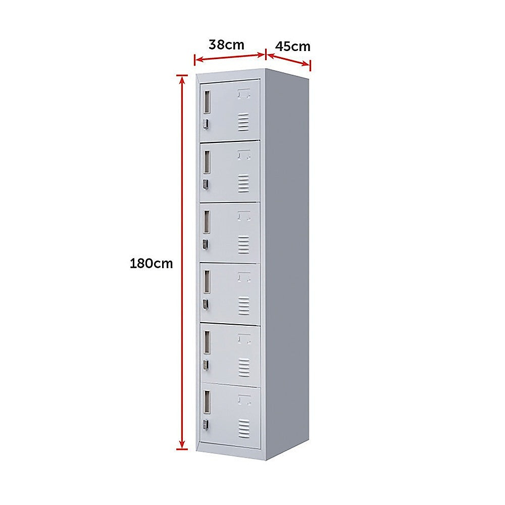 6-Door Locker for Office Gym Shed School Home Storage V63-832691