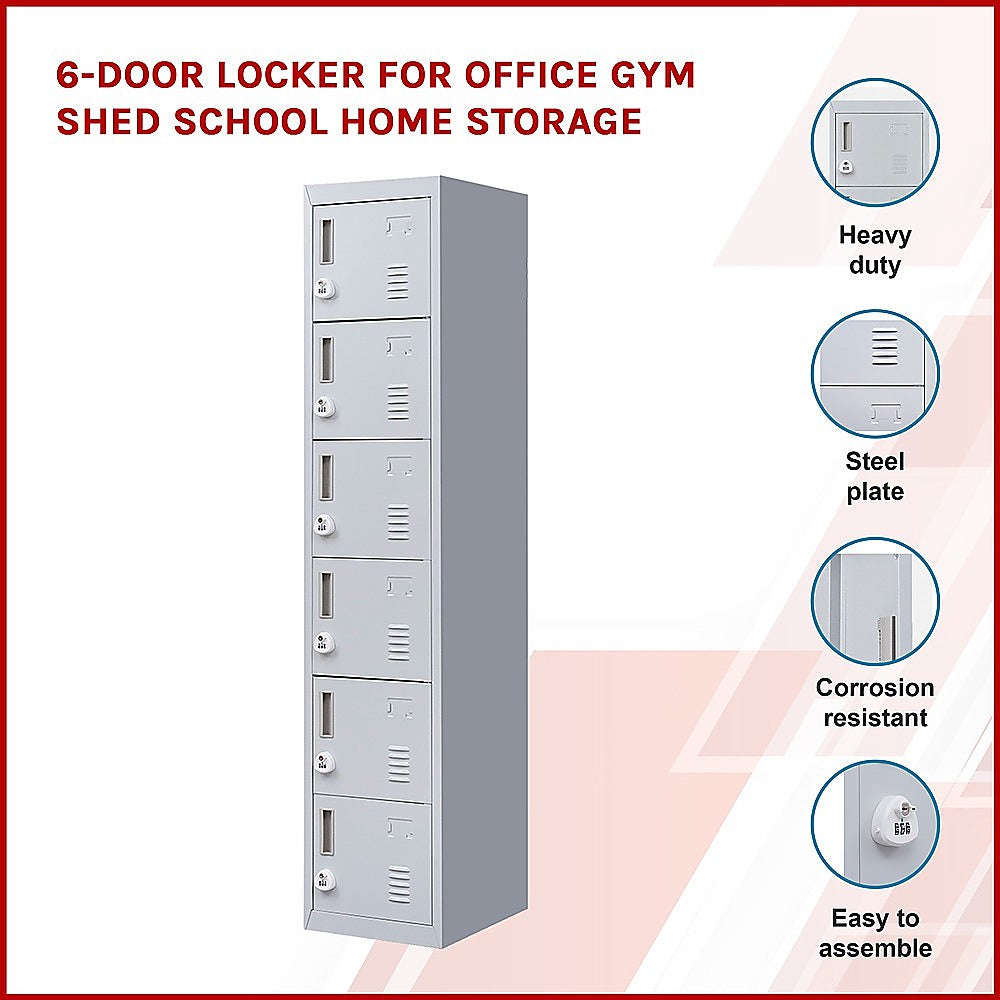 6-Door Locker for Office Gym Shed School Home Storage V63-832701