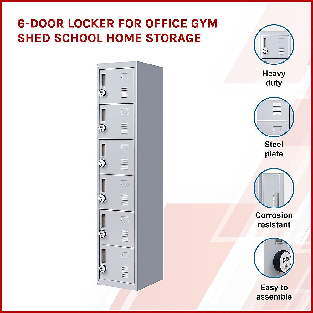 6-Door Locker for Office Gym Shed School Home Storage V63-832711