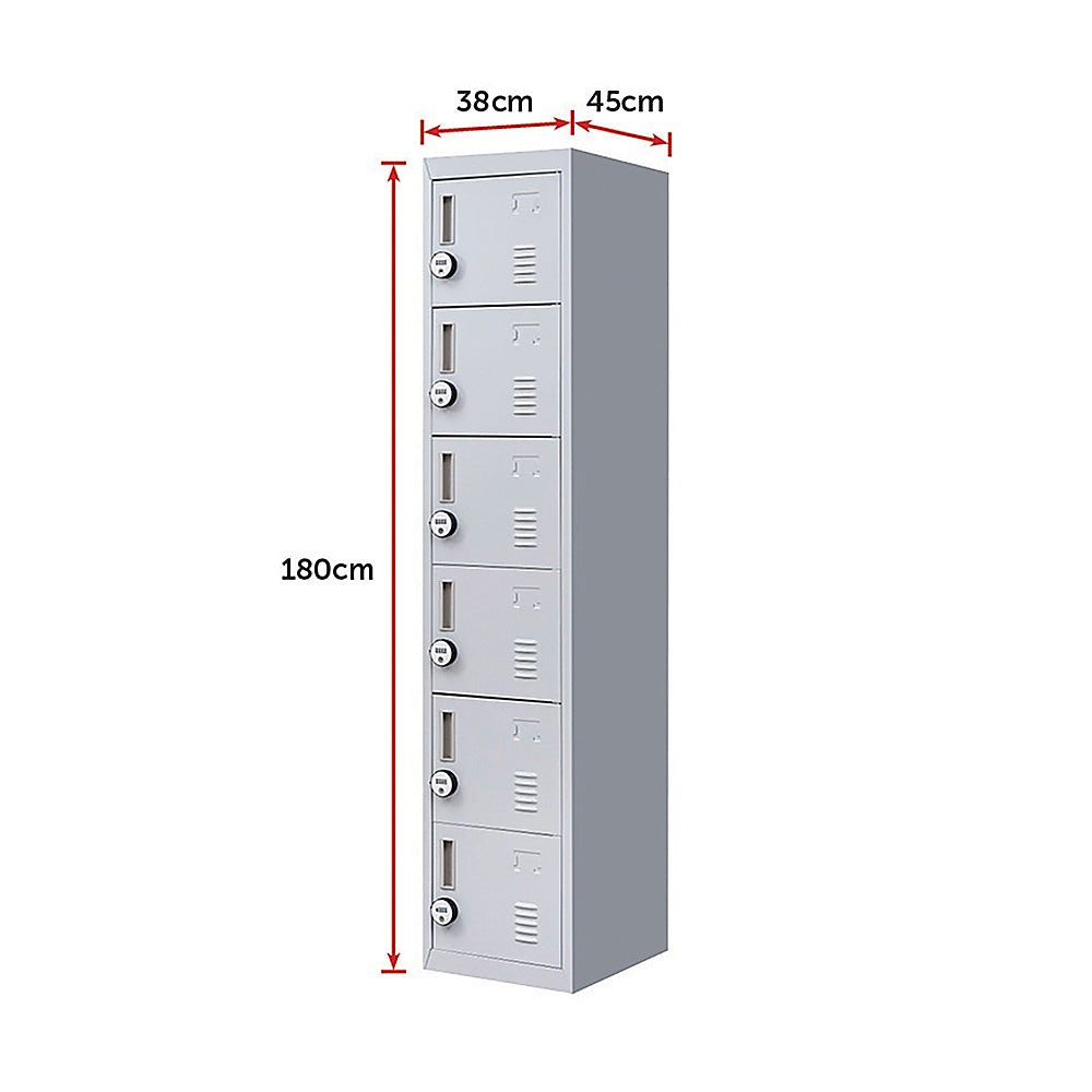 6-Door Locker for Office Gym Shed School Home Storage V63-832711