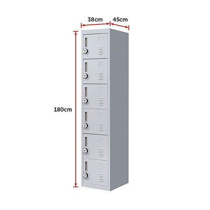 6-Door Locker for Office Gym Shed School Home Storage V63-832711