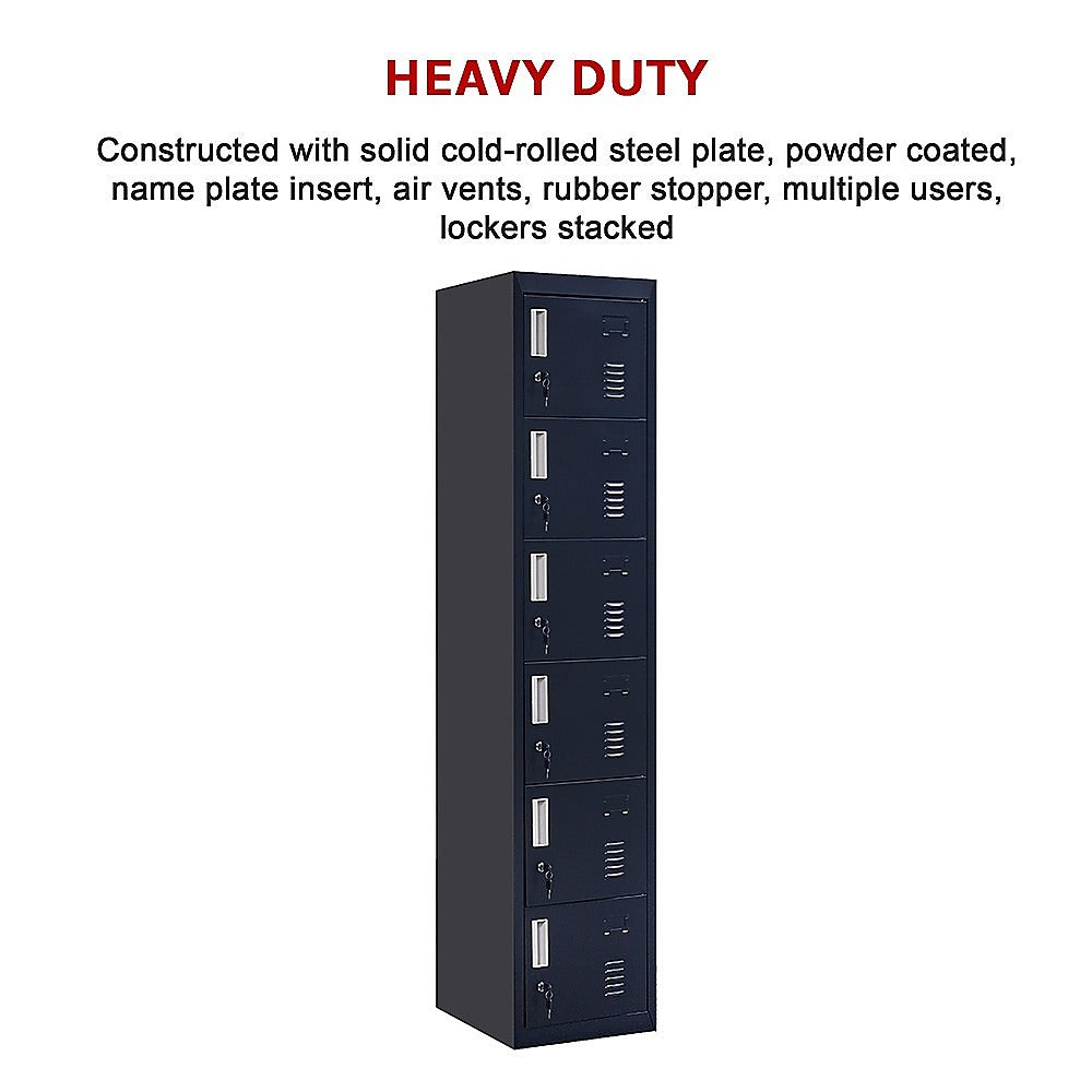 6-Door Locker for Office Gym Shed School Home Storage V63-832721