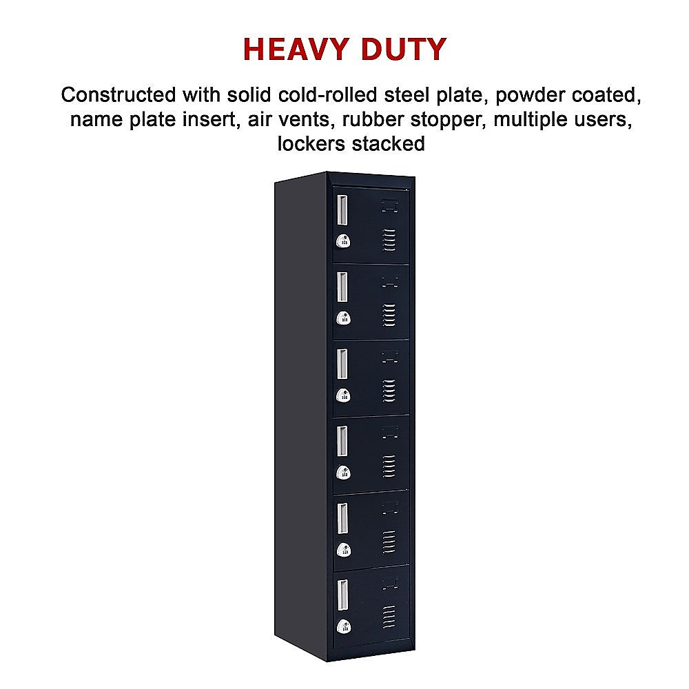 6-Door Locker for Office Gym Shed School Home Storage V63-832741