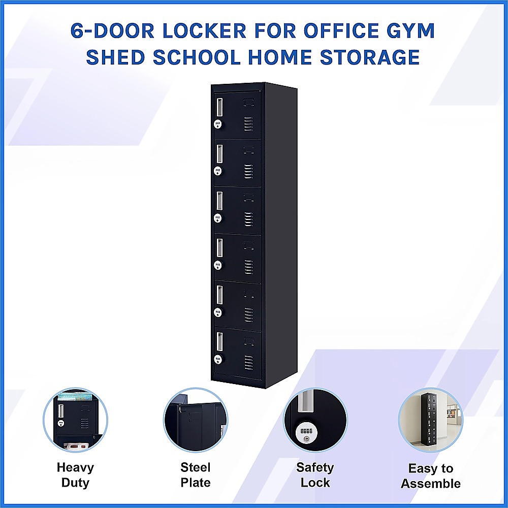 6-Door Locker for Office Gym Shed School Home Storage V63-832751