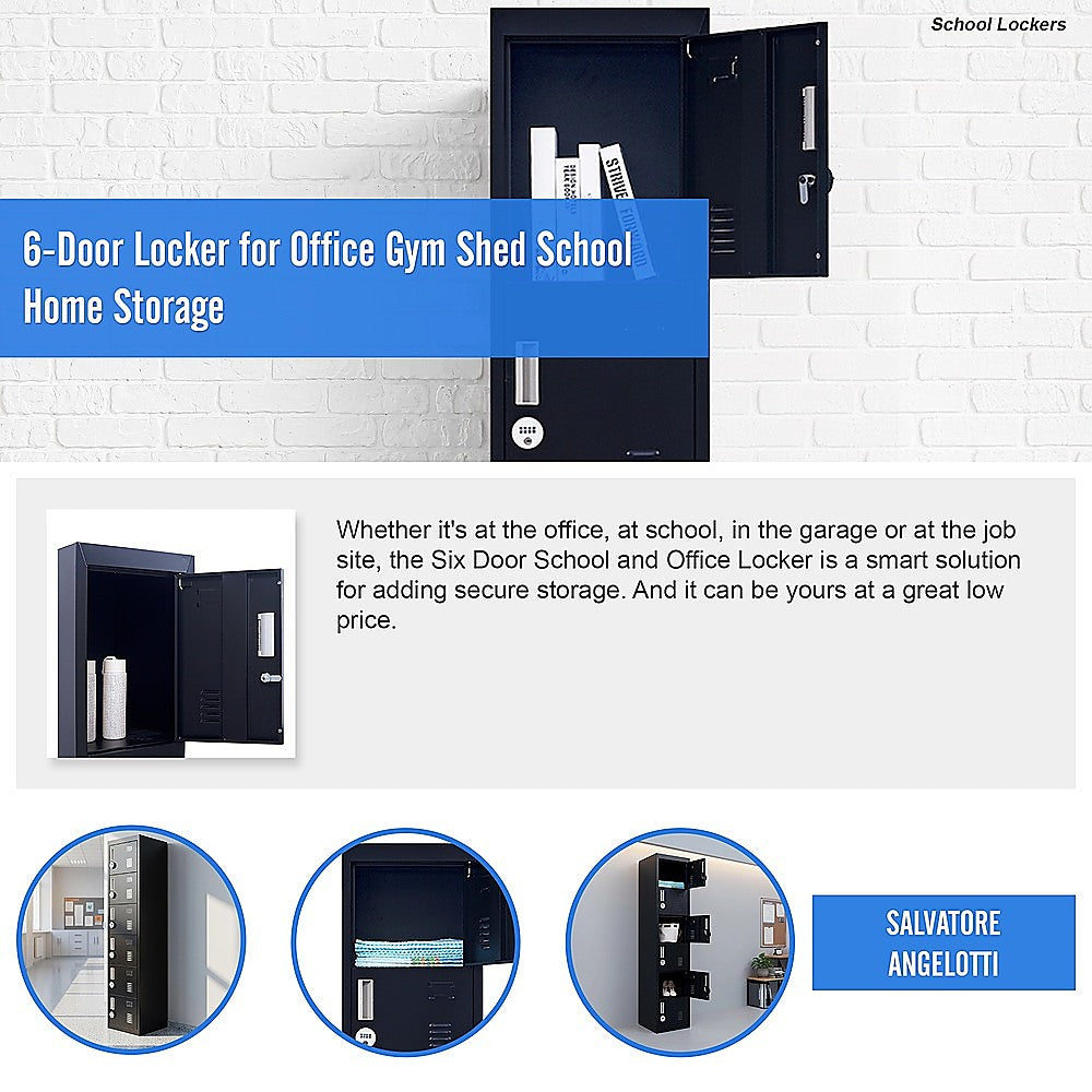 6-Door Locker for Office Gym Shed School Home Storage V63-832751