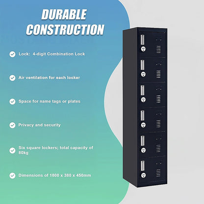 6-Door Locker for Office Gym Shed School Home Storage V63-832751