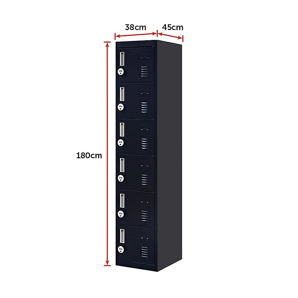 6-Door Locker for Office Gym Shed School Home Storage V63-832751