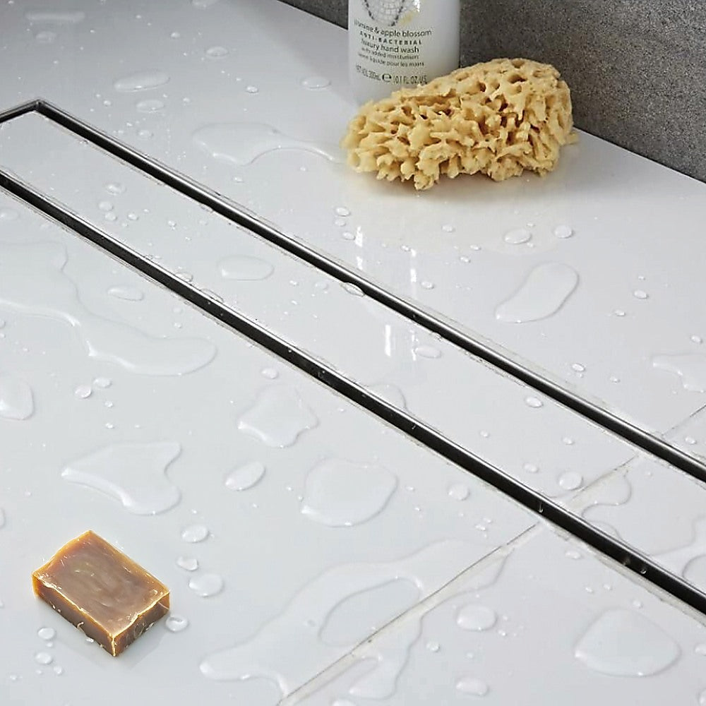 1000mm Tile Insert Bathroom Shower Stainless Steel Grate Drain w/Centre outlet Floor Waste V63-832781