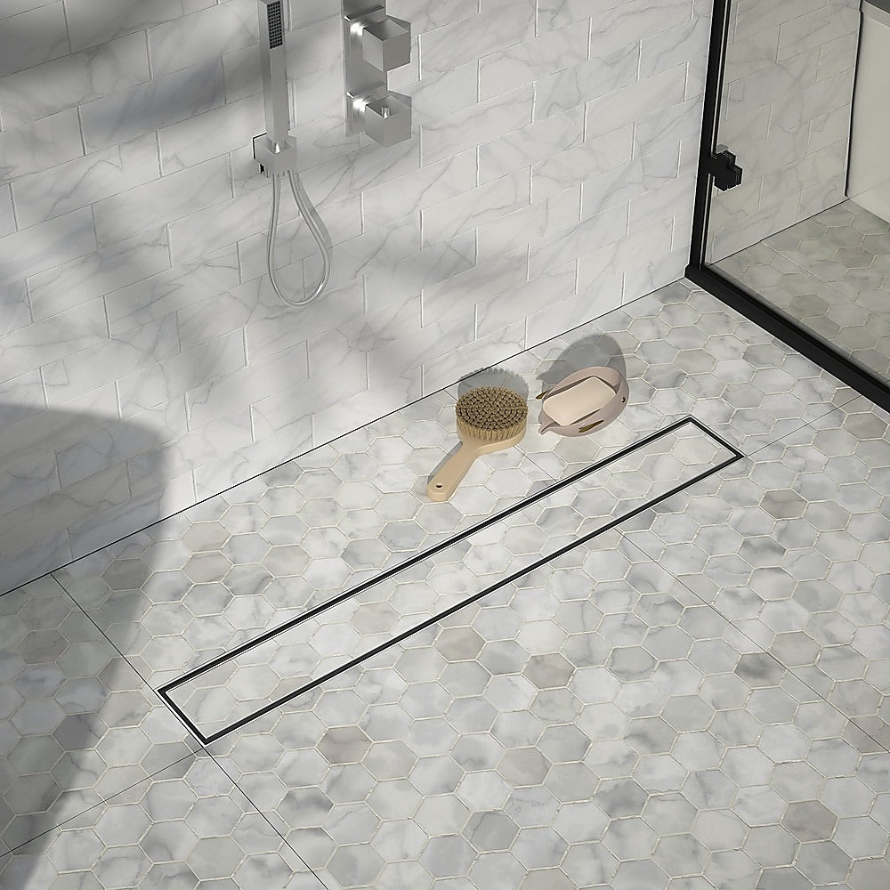 1000mm Tile Insert Bathroom Shower Stainless Steel Grate Drain w/Centre outlet Floor Waste V63-832781