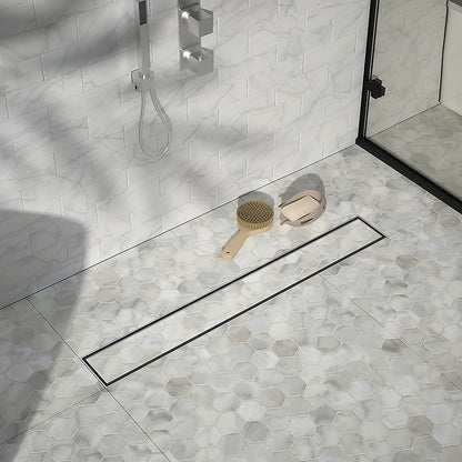 1000mm Tile Insert Bathroom Shower Stainless Steel Grate Drain w/Centre outlet Floor Waste V63-832781