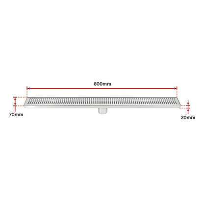 800mm Bathroom Shower Stainless Steel Grate Drain w/Centre outlet Floor Waste V63-832801
