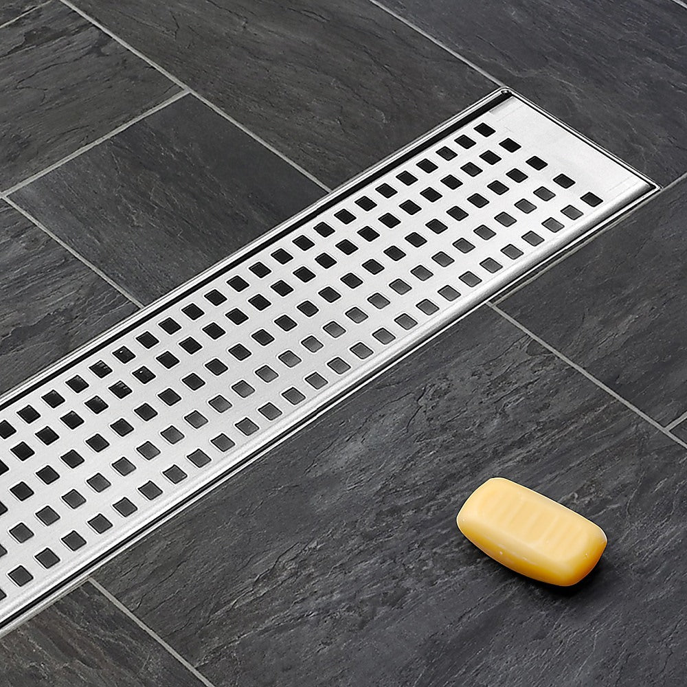 900mm Bathroom Shower Stainless Steel Grate Drain w/Centre outlet Floor Waste Square Pattern V63-832811