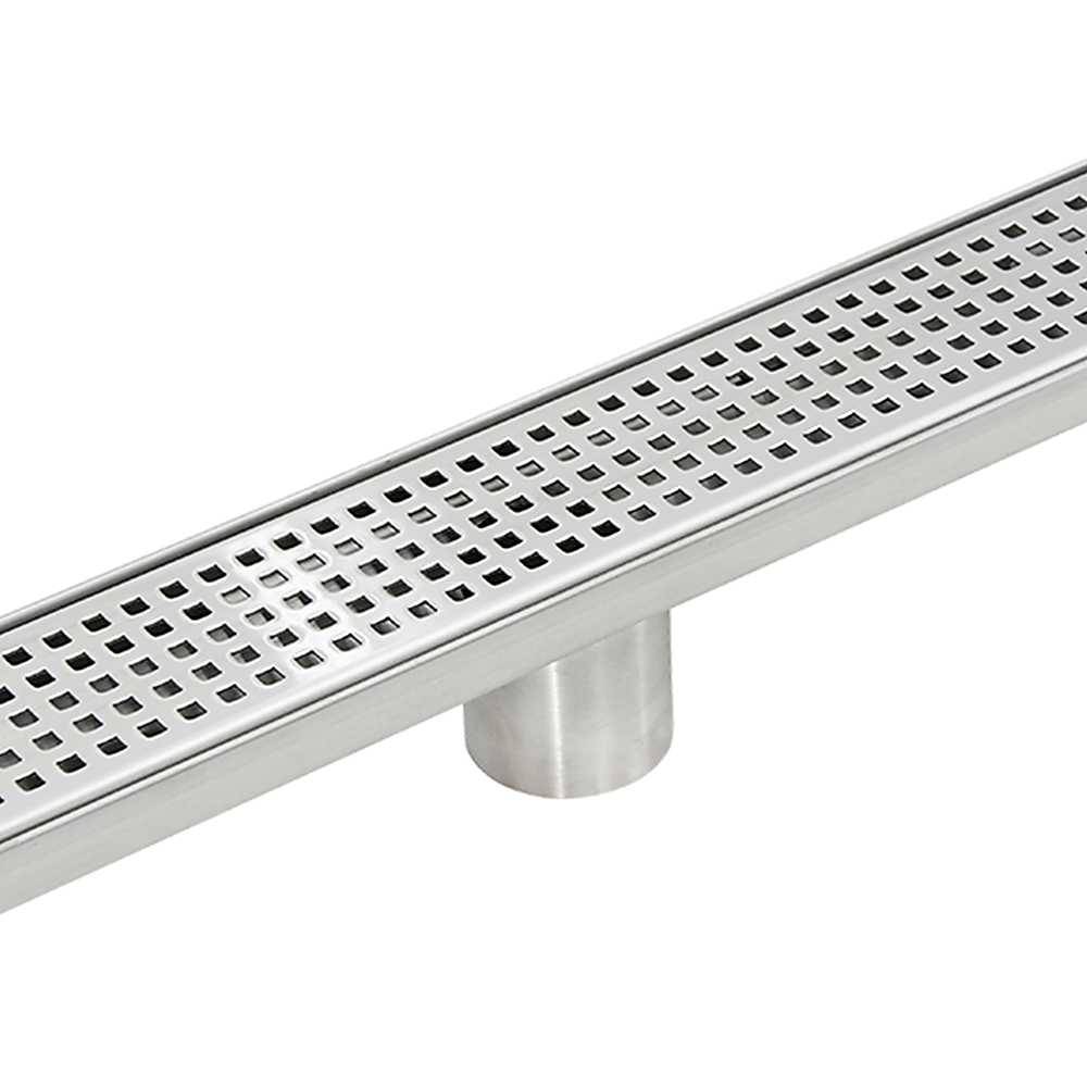 900mm Bathroom Shower Stainless Steel Grate Drain w/Centre outlet Floor Waste Square Pattern V63-832811