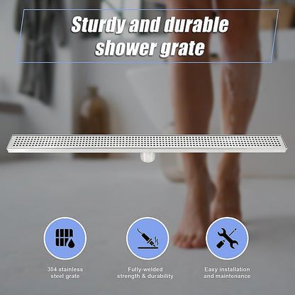 900mm Bathroom Shower Stainless Steel Grate Drain w/Centre outlet Floor Waste Square Pattern V63-832811