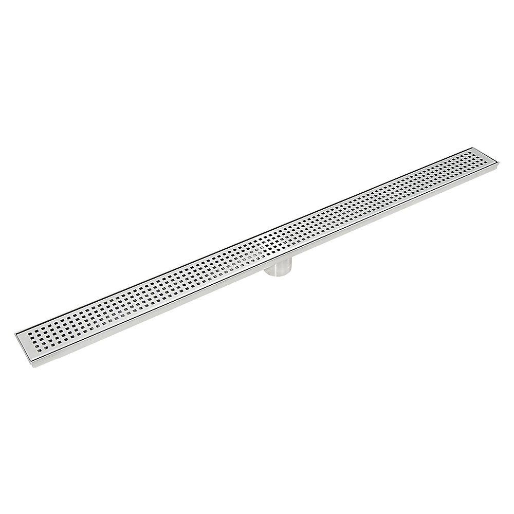 900mm Bathroom Shower Stainless Steel Grate Drain w/Centre outlet Floor Waste Square Pattern V63-832811