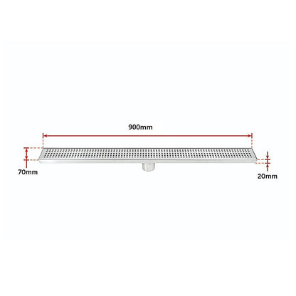 900mm Bathroom Shower Stainless Steel Grate Drain w/Centre outlet Floor Waste Square Pattern V63-832811
