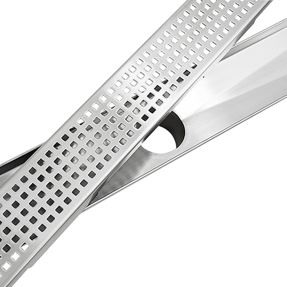 1000mm Bathroom Shower Stainless Steel Grate Drain w/Centre outlet Floor Waste Square Pattern V63-832821