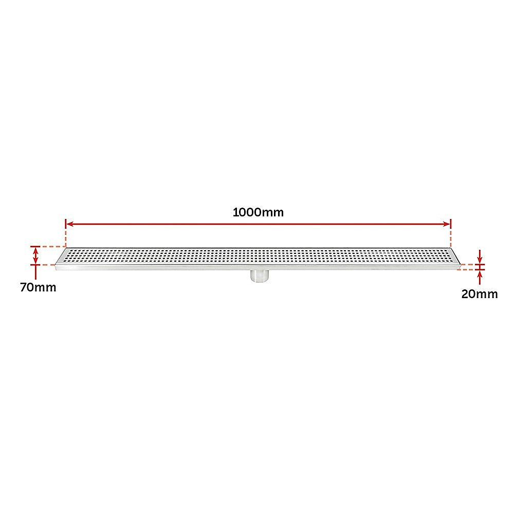 1000mm Bathroom Shower Stainless Steel Grate Drain w/Centre outlet Floor Waste Square Pattern V63-832821
