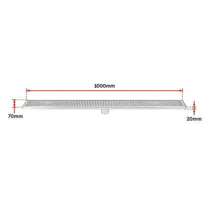 1000mm Bathroom Shower Stainless Steel Grate Drain w/Centre outlet Floor Waste Square Pattern V63-832821