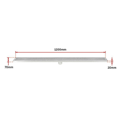 1200mm Bathroom Shower Stainless Steel Grate Drain w/Centre outlet Floor Waste Square Pattern V63-832831