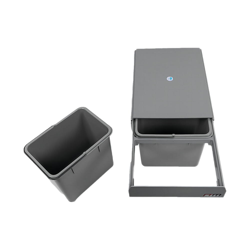 2x 15L Pull Out Trash Bin Dual Kitchen Garbage Waste Basket Cabinet Bin V63-832841
