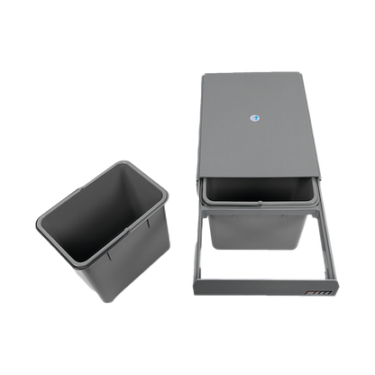 2x 15L Pull Out Trash Bin Dual Kitchen Garbage Waste Basket Cabinet Bin V63-832841