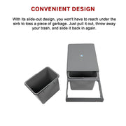 2x 15L Pull Out Trash Bin Dual Kitchen Garbage Waste Basket Cabinet Bin V63-832841