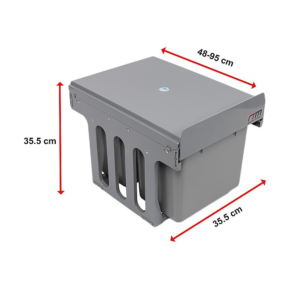 2x 15L Pull Out Trash Bin Dual Kitchen Garbage Waste Basket Cabinet Bin V63-832841