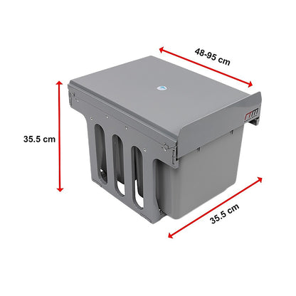 2x 15L Pull Out Trash Bin Dual Kitchen Garbage Waste Basket Cabinet Bin V63-832841