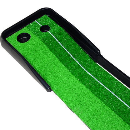 Indoor Practice Putting Green 2.5m Mat Inclined Ball Return Fake Grass 2 Holes V63-832861