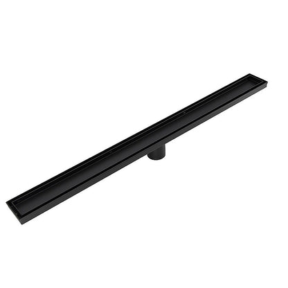 800mm Tile Insert Shower Bathroom Black Grate Drain w/Centre outlet Floor Waste V63-832871