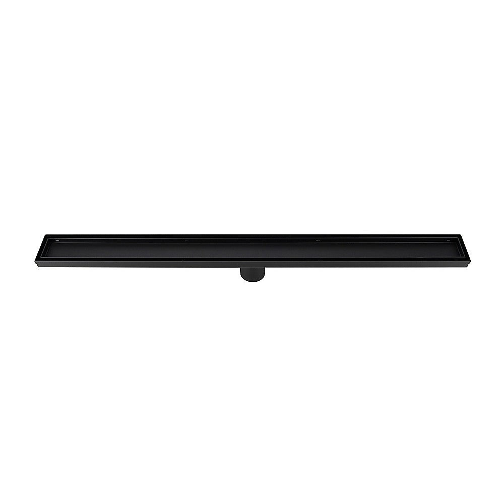 1200mm Tile Insert Bathroom Shower Black Grate Drain w/Centre outlet Floor Waste V63-832901