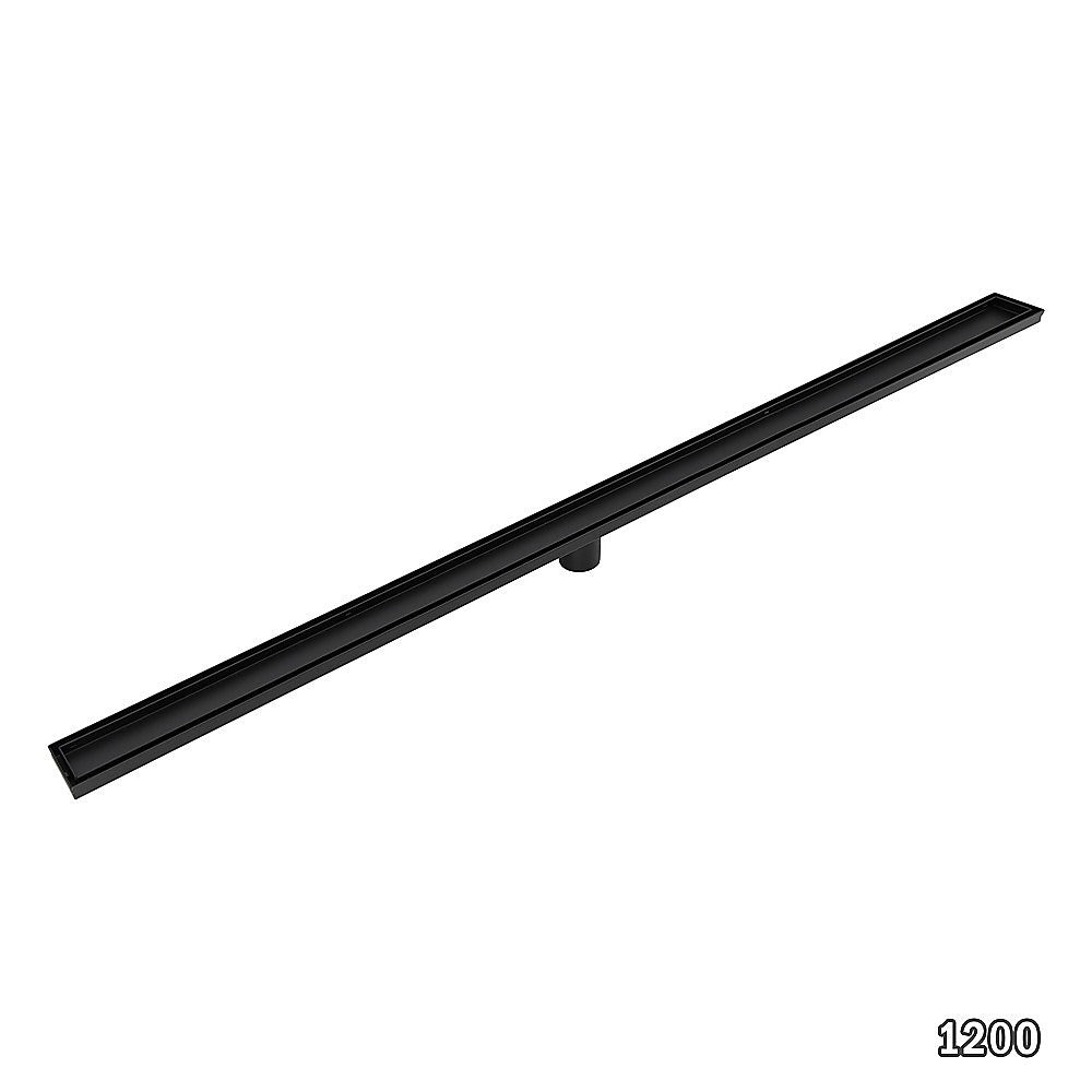 1200mm Tile Insert Bathroom Shower Black Grate Drain w/Centre outlet Floor Waste V63-832901