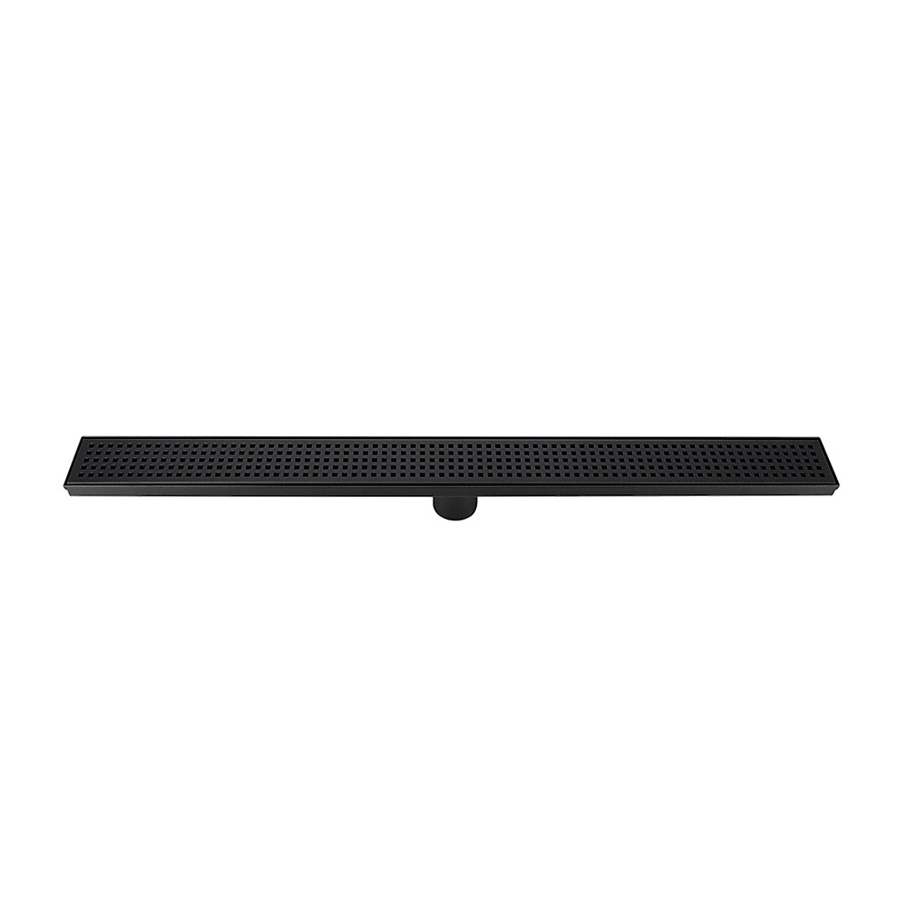 800mm Bathroom Shower Black Grate Drain w/Centre outlet Floor Waste V63-832911