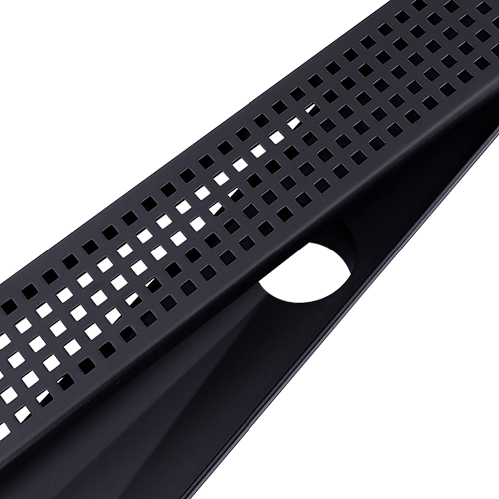 800mm Bathroom Shower Black Grate Drain w/Centre outlet Floor Waste V63-832911