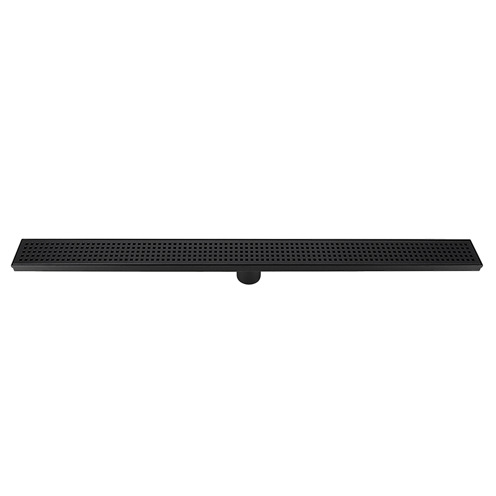 900mm Bathroom Shower Black Grate Drain w/Centre outlet Floor Waste Square Pattern V63-832921