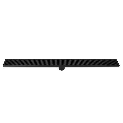 900mm Bathroom Shower Black Grate Drain w/Centre outlet Floor Waste Square Pattern V63-832921
