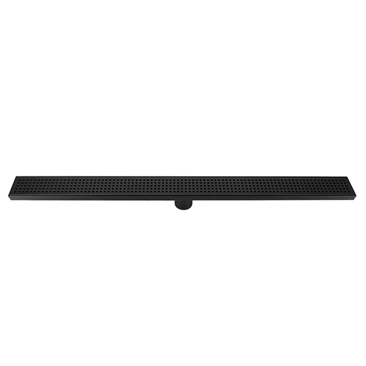 900mm Bathroom Shower Black Grate Drain w/Centre outlet Floor Waste Square Pattern V63-832921