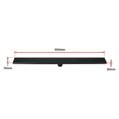 900mm Bathroom Shower Black Grate Drain w/Centre outlet Floor Waste Square Pattern V63-832921