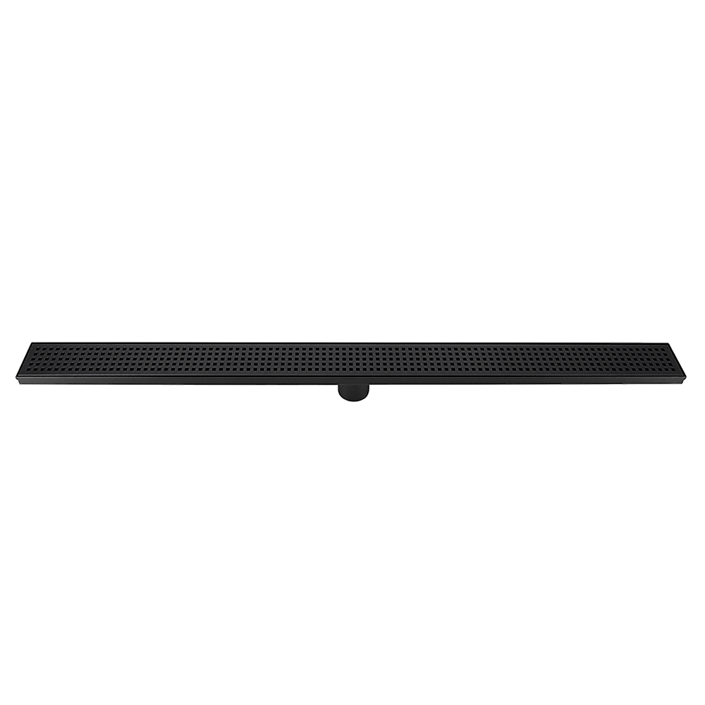 1000mm Bathroom Shower Black Grate Drain w/Centre outlet Floor Waste Square Pattern V63-832931
