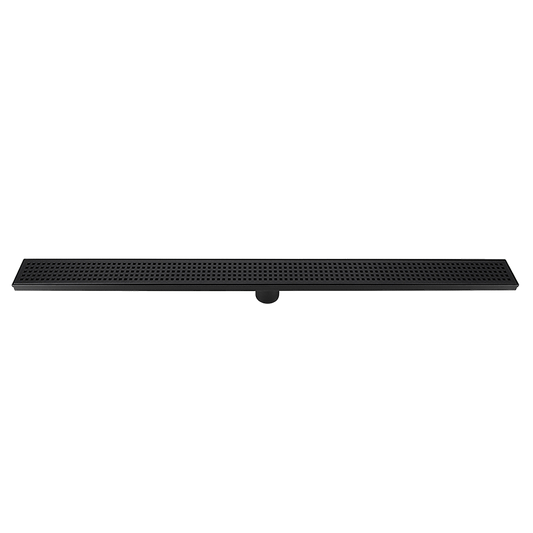 1000mm Bathroom Shower Black Grate Drain w/Centre outlet Floor Waste Square Pattern V63-832931