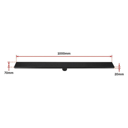 1000mm Bathroom Shower Black Grate Drain w/Centre outlet Floor Waste Square Pattern V63-832931