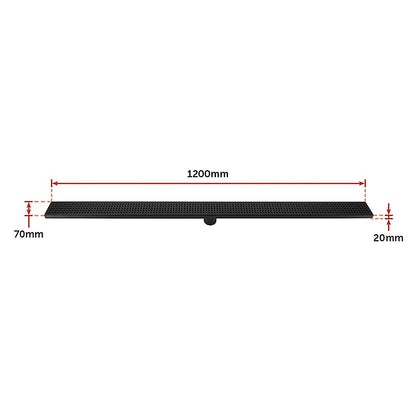 1200mm Bathroom Shower Black Grate Drain w/Centre outlet Floor Waste Square Pattern V63-832941