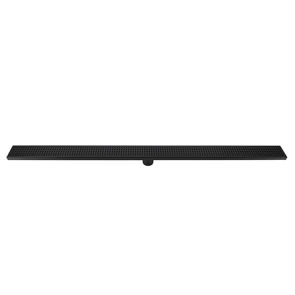 1200mm Bathroom Shower Black Grate Drain w/Centre outlet Floor Waste Square Pattern V63-832941