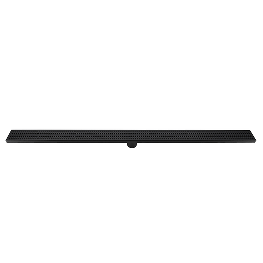 1200mm Bathroom Shower Black Grate Drain w/Centre outlet Floor Waste Square Pattern V63-832941
