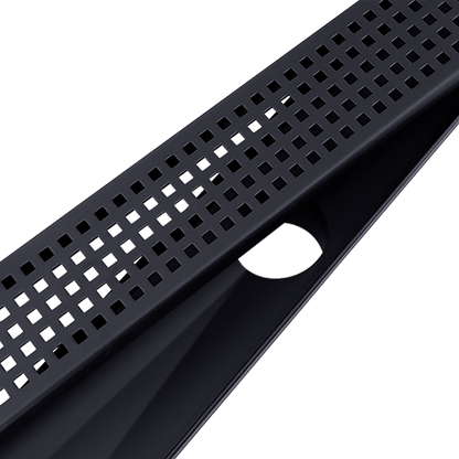 1200mm Bathroom Shower Black Grate Drain w/Centre outlet Floor Waste Square Pattern V63-832941