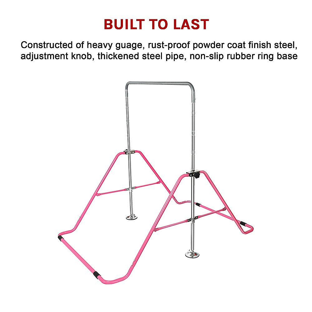 Kids Gymnastics Bars Training Horizontal Bar Monkey Kip Bar Pink V63-833321